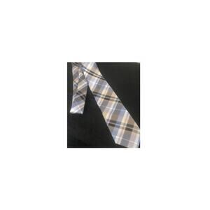 Vintage Calvin‎ Klein 100% Silk Tie Grey Plaid